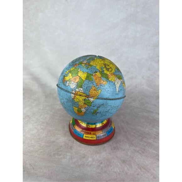 Vintage Coin Bank 62 Metal Globe Bank Commemorating John Glenn's 3 Orbits of Ear - Picture 3 of 11